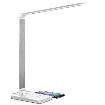 Afbeelding van Bureaulamp, LED bureaulamp dimbaar met USB, draaibare tafellamp kantoorlamp, 5 kleurtemperaturen, voor kantoor en thuis wit