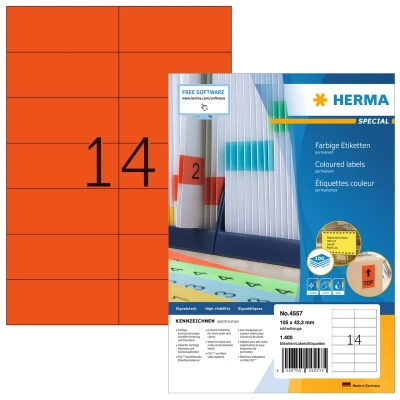 Afbeelding van Etiketten A4 rot 105x42,3mm Papier matt 1400 St.