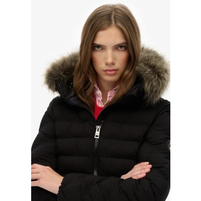 Afbeelding van Superdry Gewatteerde Fuji jas met capuchon van imitatiebont Dames jassen