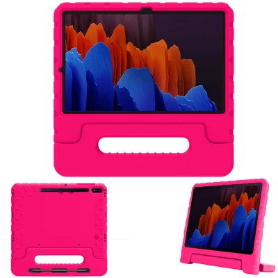 Afbeelding van Samsung Galaxy Tab S8 Plus Hoes: iMoshion Kidsproof Backcover met handvat Shockproof/Valbescherming Softcase,Backcover Roze Siliconen En TPU (