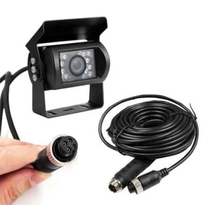 Afbeelding van Camecho achteruitrijcamera, IR nachtzicht, waterdichte achteruitrijcamera + 10 m 4 pins kabelset voor auto, bus, vrachtwagen, caravan, camper, 12 V, 24 parkeerhulp
