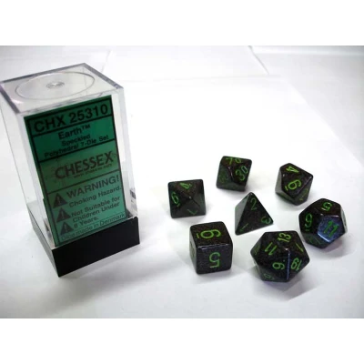 Afbeelding van Chessex Aarde Gespikkelde Dobbelsteen Set (7 stuks)
