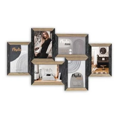Afbeelding van ZEP Houten multi Fotolijst Vercelli zwart / bruin 6 foto&quot;;s 10x15 cm DN688B