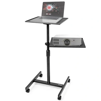 Afbeelding van Duronic Projectorstandaard WPS2LS Verstelbare Vloertafel voor videoprojectoren op wielen Lange Verplaatsbare Laptop Trolley Draagbaar met zwenkwielen Instelbare Hoogte 10kg Draagvermogen