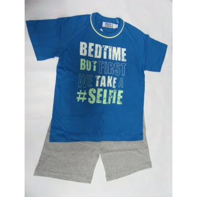 Afbeelding van wiplala , jen &amp; james, zomer pyjama, jongen, blauw grijst bedtime 8 jaar 128