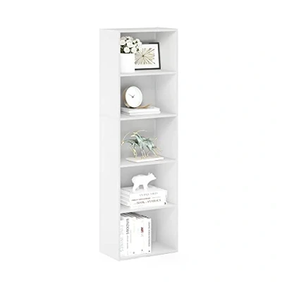 Afbeelding van Furinno Luder 5 traps omkeerbare gekleurde boekenkast met open plank, wit