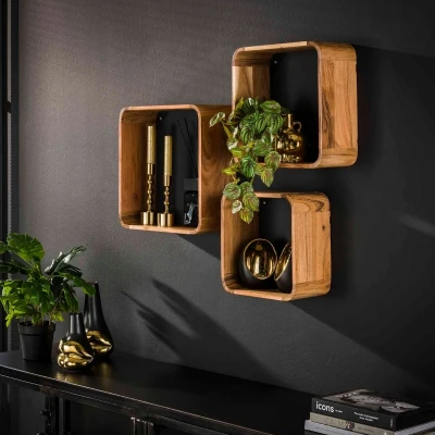 Afbeelding van Fraaai Herbie wandschap set van 3 vierkant Hout