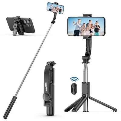 Afbeelding van Selfie Stick Tripod, Uitbreidbare 101cm Bar met Draadloze Afstandsbediening Draagbare Monopod Telefoonhouder Compatibel iPhone 14/13/12/11 Pro/XS Max/XS/X/8/7, Samsung Huawei Smartphones