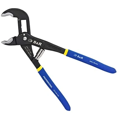 Afbeelding van S&amp;R Automatische waterpomptang met gepatenteerd snelspanmechanisme 240 x 35 mm, CR V, dubbel ommantelde handgrepen