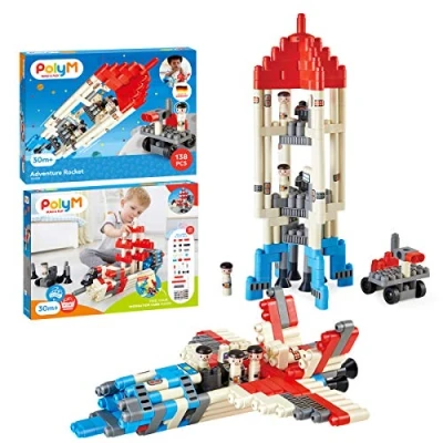 Afbeelding van Polym Build &amp; Play Adventure Rocket Bouwblokken 138 delig 30m+