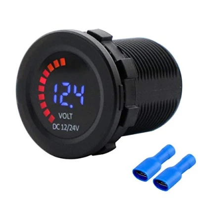 Afbeelding van Digitale led display, voltmeter voor auto, 12 V, 24 spanningsmeter camper, boot, caravan, batterij indicator