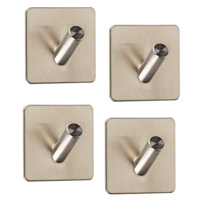 Afbeelding van 4 x Wandhaken ADRA met 1 haak 45 29 mm zelfklevend 3M RVS voor keuken en badkamer Theedoekhouder Keukenhaak zelfklevende van SOTECH