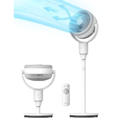Afbeelding van PELONIS Stille staande ventilator, luchtcirculator, 2 in 1, met afstandsbediening, 1500 m3/h luchtvolume, 110 cm hoog, 3 snelheden, 135 graden + 90 graden, omni directionele oscillerende ventilator