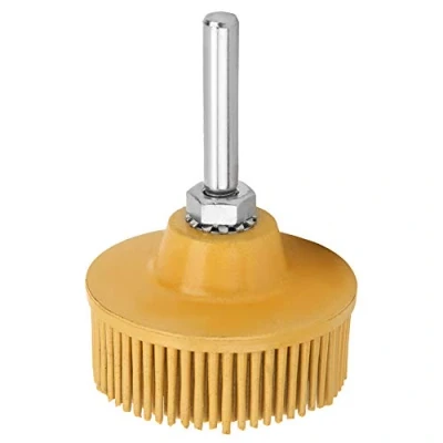 Afbeelding van 2Inch Bristle Disc Emery Rubber Schuurborstel Polijsten Slijpschijf voor Burr Verwijdering (Geel 80#)