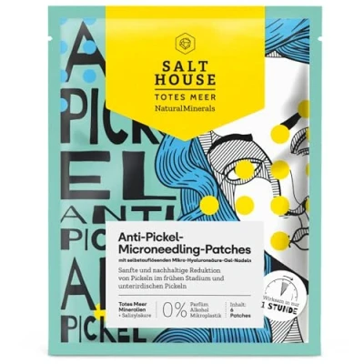 Afbeelding van Salthouse Natural Minerals Anti puistjes microneedling patches, vermindert vroegtijdig en bestrijdt ondergrondse puistjes, met hyaluronzuur gelnaalden, 6 patches