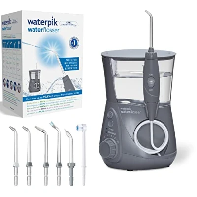 Afbeelding van Waterpik Ultra Professional Waterflosser met 7 Tips en Geavanceerde Drukregelaar 10 Instellingen, Apparaat voor het Verwijderen van Tandplak, Grijs (WP 667EU)