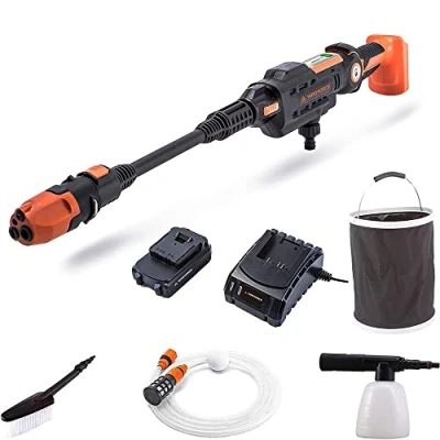 Afbeelding van Yard Force Aquajet Lw C02 Accu Hogedrukreiniger Voor Irrigatie, Reiniging En Desinfectie, 20 V/2,5 Ah, Max. 22 Bar Druk, Debiet 180 L/H Met Opvouwbare Emmer