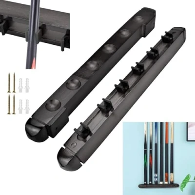 Afbeelding van BUENTYA Biljartkeu Rack 6 Pool Keu Houten Houder Snooker Cue Wandrek Stick Wandmontage Biljart Stok voor Zwembad Bars Clubs Spelers