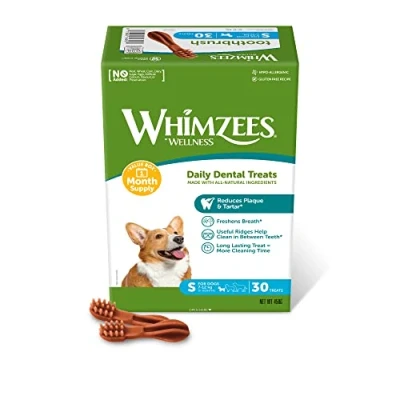 Afbeelding van WHIMZEES By Wellness Tandenborstel, kauwstangen voor kleine honden, tandverzorging, maat S, 30 stuks (maandverpakking), zonder toegevoegde suiker, graanvrij, natuurlijk, vetarm