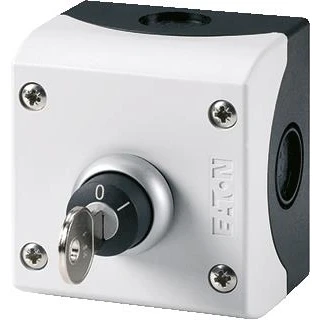 Afbeelding van Eaton rmq titan m22 drukknopkast compleet met sleutelschakelaar 2 standen vast contact 1m 1v afm beh b 72mm h 80mm d 56mm 216526