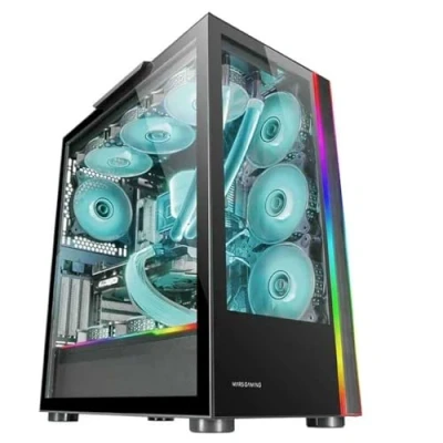 Afbeelding van MARSGAMING Gaming MC ULTRA Zwart Custom XXL E ATX Tower Dual ARGB LED Strepen Gehard Glas Vensters Verticale Camera Structuur