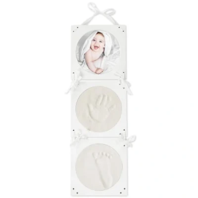 Afbeelding van Bieco Afdrukplaatje complete set, gipsafdruk baby hand en voet 3D fotolijst afdrukset Gibsafdrukset Afbeeldingen set met frame Gib handen Voetafdruk