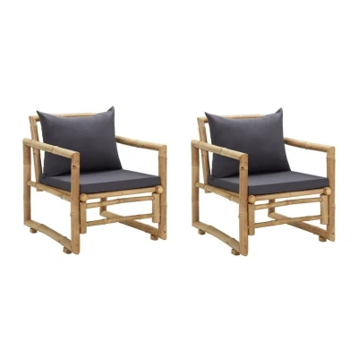 Afbeelding van Tuinstoelen met kussens 2 st bamboe