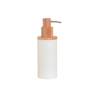 Afbeelding van Home ESPRIT Zeepdispenser, wit, natuurlijke hars, bamboe, 8 x 7 21 cm