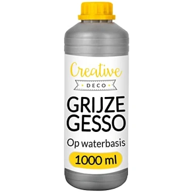 Afbeelding van Creative Deco Grijs Gesso Acryl Primer 1L Professionele Schildervoorbereiding Verfbasis