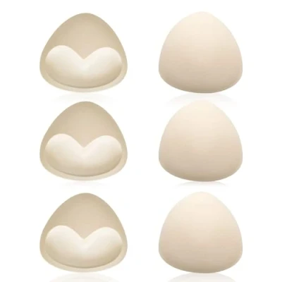 Afbeelding van UILYNIU 3 paar beha pads, afneembare push up sportbeha bh pads inzetstukken, cups vervangingen, comfortabele ademende vulling, driehoekige voor bikinitop, badpak (beige), Beige, one