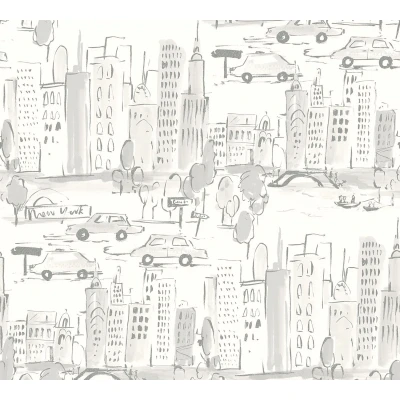 Afbeelding van Leen Bakker A.S. CrÃ ation Behang New York Wit En 53cm X 10,05 M AS367533 Grijs Vinyl Création