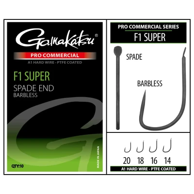 Afbeelding van Gamakatsu Coarse Pro C F1 Super A1 Spade End Barbless (10 pcs) Maat : 18