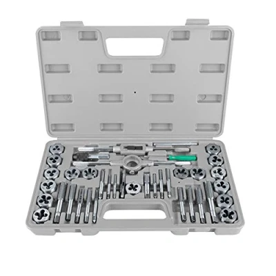 Afbeelding van set van 40 stuks schroefdraadboor en snij ijzer, met schroefdraad snijijzer wolfraamstaal, metalen cassette, voor M3 M12 metrische kraan, tapmoersleutel hoes