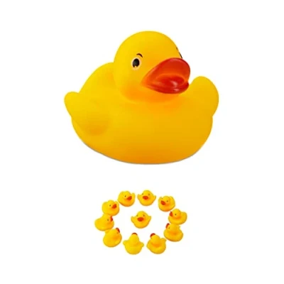 Afbeelding van Relaxdays badeendjes geel 12 stuks badspeelgoed badeend speelgoed voor bad 5 cm