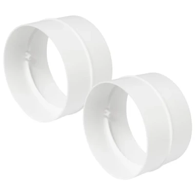Afbeelding van Set van 2 buisverbinders voor de luchtslang, 125 mm/12,5 cm, rond, flexibel, het aansluiten leidingen, wit