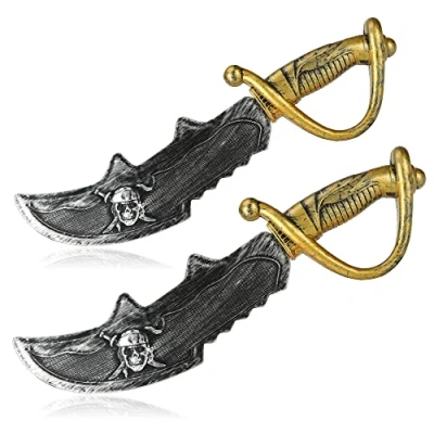 Afbeelding van COM FOUR® 2x piratensabel met schedel zwaard voor kleine piraten carnavalsaccessoire themafeesten, kinderdag kostuumaccessoires kinderen piraten, carnaval, Halloween