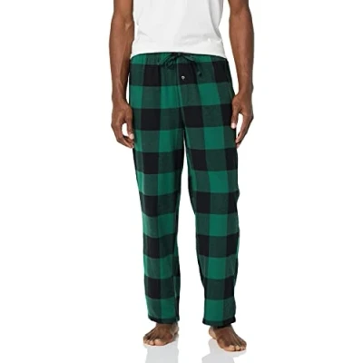 Afbeelding van Amazon Essentials Men&#039;s Flanellen pyjamabroek (verkrijgbaar in grote en lange maten), Zwart Groen Geruit, XL