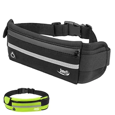Afbeelding van InnoTi Sport Heuptas voor Heren en Dames Waterdichte Neopreen Hardloop Mobiele Telefoon Riem Hardlopen, Trailrunning, Wandelen Reflecterende Verstelbare Hardloopriem (Zwart)