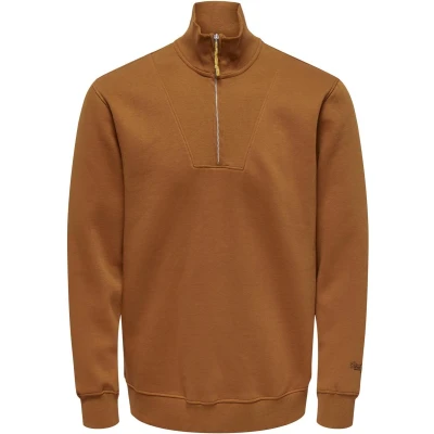 Afbeelding van Only &amp; Sons Trui Onsriley Reg 1/4 Zip High Neck Swt 22030160 Leather Brown Mannen Maat L
