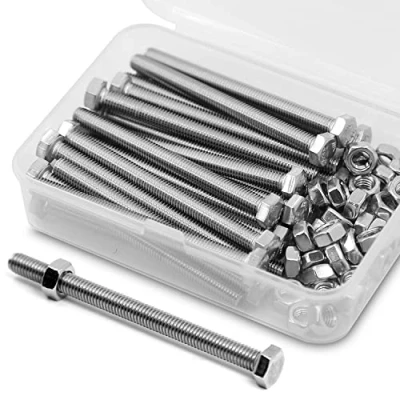 Afbeelding van M5 x 70 mm 25 stuks 304 roestvrij staal zeskantschroeven bouten en moeren set, machineschroeven