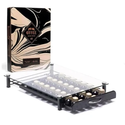 Afbeelding van Peak Coffee Compatibel met 60 Nespresso koffiecapsules, dienblad, ladebox, opslag, capsulestandaard