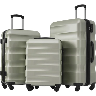 Afbeelding van Merax Harde Koffer Trolleykoffer Handbagage 4 Wielen ABS materiaal TSA slot 79x50x30.5 cm Goudgroen