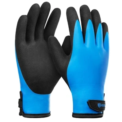 Afbeelding van KAYGO KG145W Waterdichte thermische werkhandschoenen winter volledige hand latex coating bevriezing geïsoleerde voering koud weer vissen werk buiten, (blauw, maat 7)