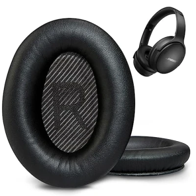Afbeelding van AHG Premium QC45 vervangende oorkussens compatibel met Bose QuietComfort 45/Bose hoofdtelefoon ruisonderdrukking. proteïneleer, extra dik schuim hoge dichtheid en duurzaam