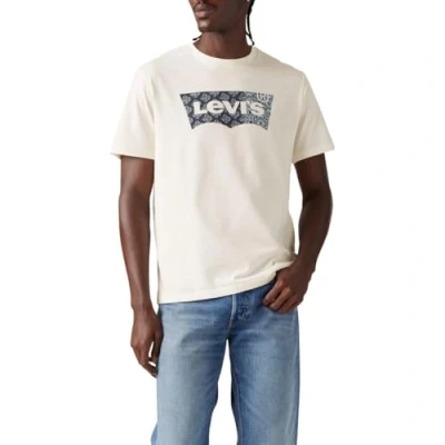 Afbeelding van Levi&#039;s Graphic Crewneck TEE Tshirt print, Heren, Maat: Small, Mid tone heather grey