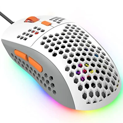 Afbeelding van KUIYN 383 PRO Ultralichte bedrade gamingmuis, lichtgewicht honingraatschaal, 6 RGB ademhalingsachtergrondmuizen, verstelbare DPI 6400 USB optisch model Aerox muizen Win10/XP/Xbox/PS4/PS5/Mac/HP/Acer