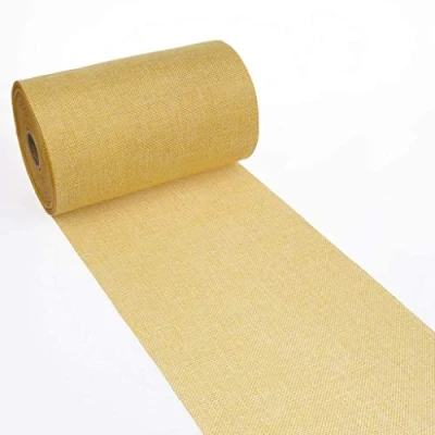 Afbeelding van Deko As Shabby Chic Tafelloper in linnenlook, polyester geurloos, zonnegeel, 20 cm x 5 m, 25