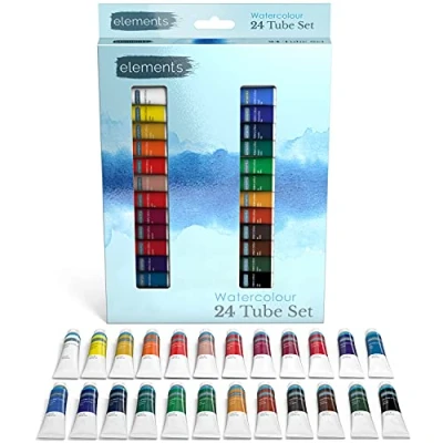 Afbeelding van Elements aquarel Tube Set Verfbuizen Zeer gepigmenteerde professionele verf voor beginners, studenten en kunstenaars (Pack van 24)