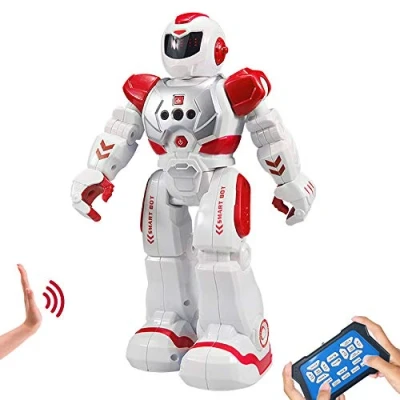 Afbeelding van Afstandsbedieningsrobot voor kinderen, HUSAN intelligente dansende robot met infrarood controller speelgoed, programmeerbaar, zingen en maanwandelen, gebarendetectie robotkit kinderentertainment (rood)