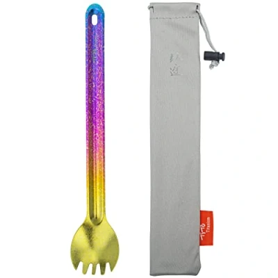 Afbeelding van TITO Titanium Lange Handvat Voor Spork Outdoor Ultralight Portabale legering lepel Flatware Met Camping Backpacken (Heldere Kleurrijke Spork)